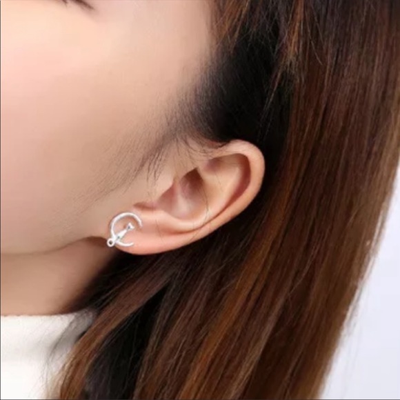 Sterling Silver 925 Cat Moon Stud Earrings - Picture 5 of 5